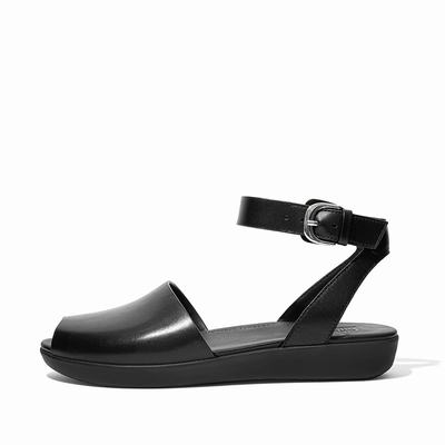 Fitflop Cova Leather Peep-Toe - Sandalen Damen - Schwarz (ZDA974026)